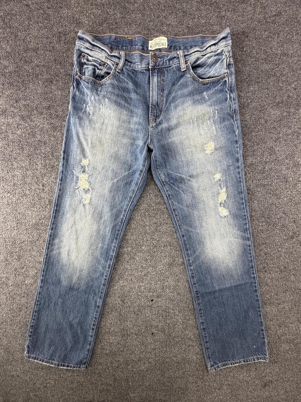 Aeropostale Essex Straight Leg Jeans 2011 Mens 36x34 Blue Light Wash Denim
